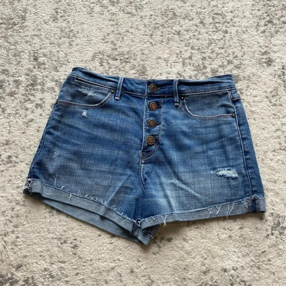 Abercrombie and Fitch denim shorts high rise button fly 26 - Picture 1 of 9